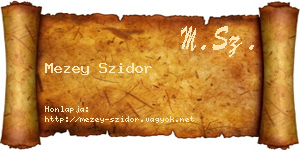 Mezey Szidor névjegykártya